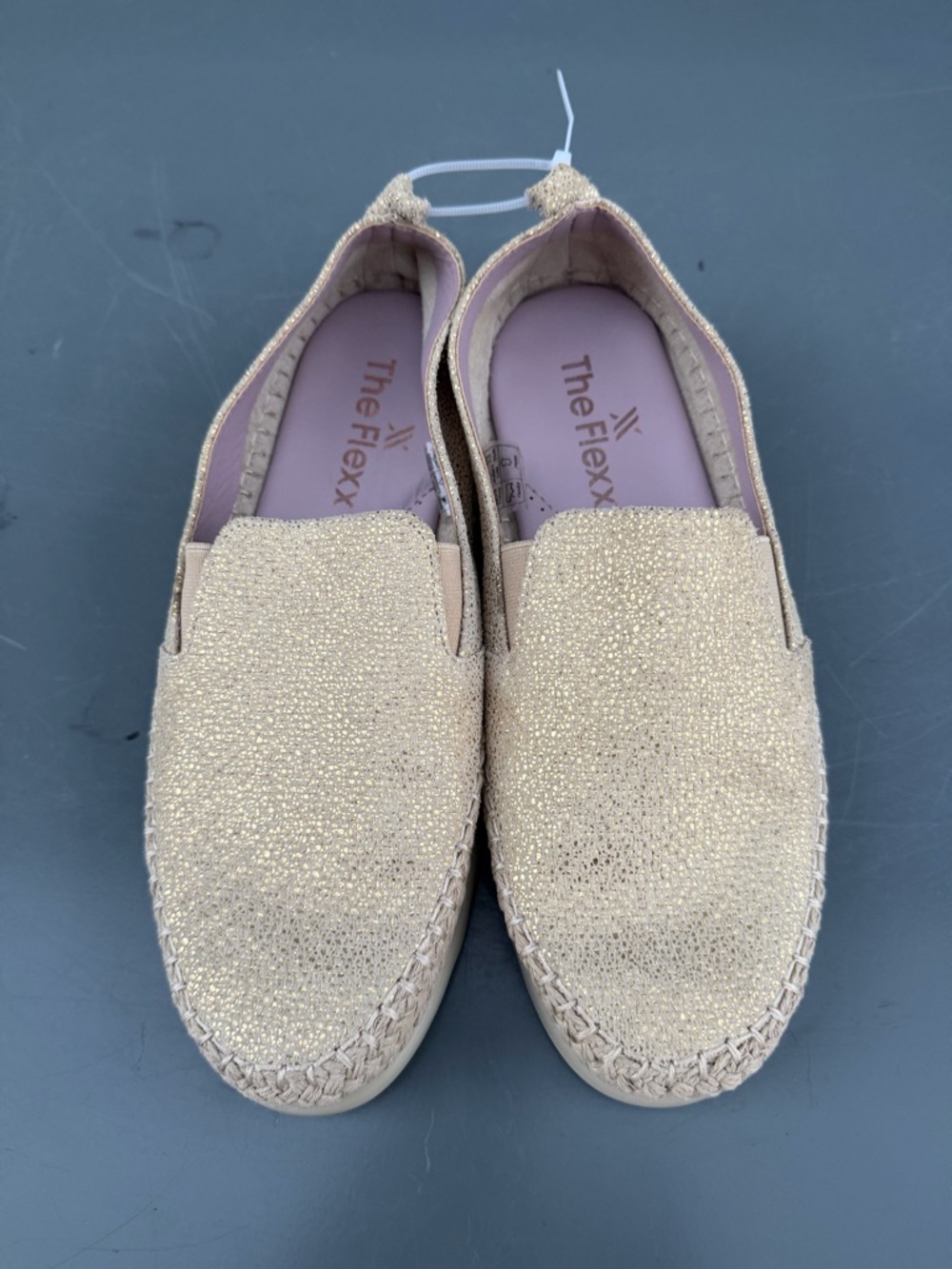 THE FLEXX Glittered Gold Slip-On Espadrille Flats